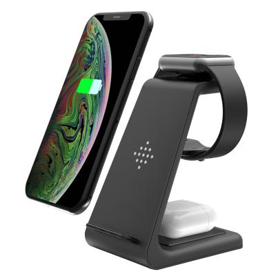 China Bestselling Smart Watch 3 in 1 10W Qi Charging Dock Station T3 Wireless Charging Stand for Mobile Phone for sale