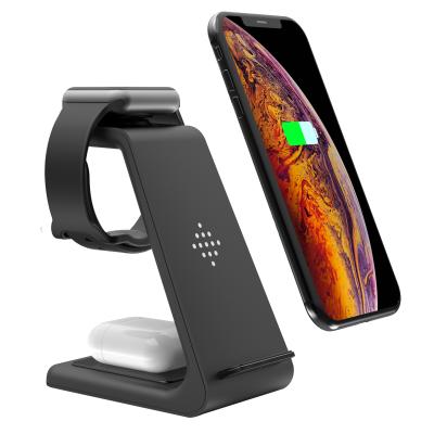 China Hot Sale 10W Amazon Qi Watch T3 Fast Charging Wireless Charger 3 in 1 Qi Wireless Charger Stand Station for sale