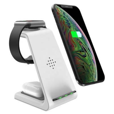 China 2021 Hot Selling Amazon Smart Watch 3 in 1 Fast Qi Wireless Charger 10W Charger for iphone 12 for sale