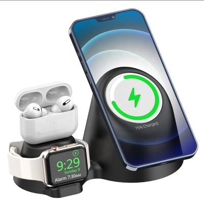 China PORTABLE 3 in 1 Magnetic Wireless Charger Stand Holder with Cable Storage for iPhone 12 Watch TWS for sale