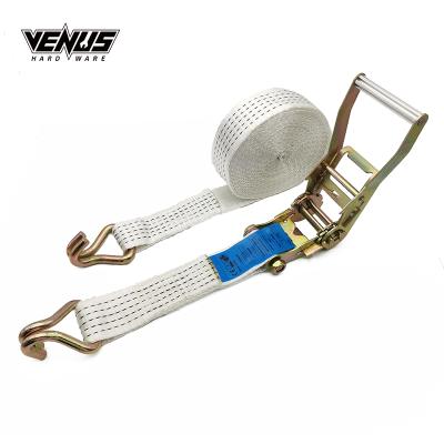 China High Strength Double Hooks Turnbuckle High Strength Cargo Lashing Strap Factory Price White Nylon Ratchet Link Down Strap for sale