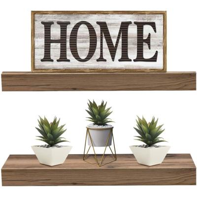 China America's Floating Shelf Set of 2 Rectangle Rustic Wood Hanging Wall Shelves Perfect for Home Decor, Trophy Display, Photo Frames, and Mor for sale