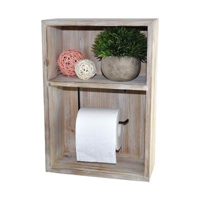 China Decorative Tissue Paper Roll Dispenser America Tissue Shelf Wall Mount Floating Wooden Toilet Paper Holder for sale