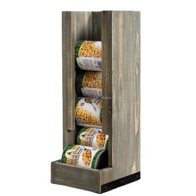 China Adjustable Vintage Gray Wood Tabletop (Height) or Wall Mounted Can Organizer Canned Goods Food Holder Dispenser Storage Rack for Home Kitchen for sale