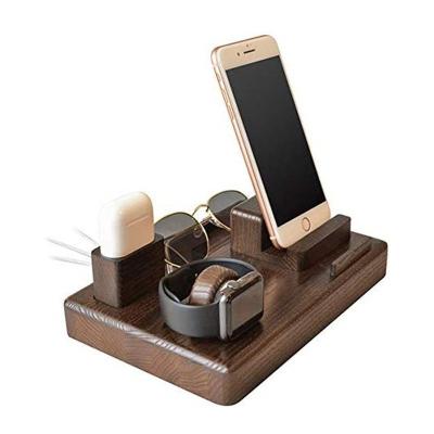 China Wooden Anniversary Nightstand Dad Birthday Wife Men Gift Husband Watch Organizer Ash Key Holder Wallet America Phone Dock Stand for sale