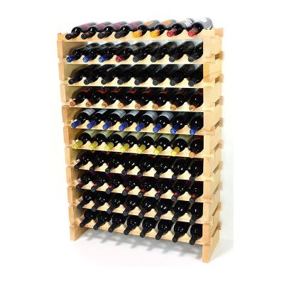 China Direct America Factory Make Wooden Wine Display Floor Rack Solid Wood Stackable Storage Wooden Wine Cabinet for sale