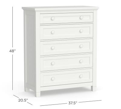 China Home Decor Display Solid Wood Frame Painted Chest Of Drawers Pearl White Solid Wood Chest 5 Drawers Classic Storage Chest Panel 5-Drawer Chest for sale