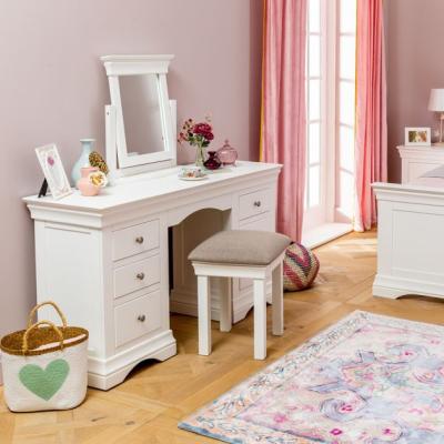 China Wholesale Adjustable Custom Dressing Table Vanity Dresser (Size) European White Makeup Dressing Table With Mirror And Stool Set for sale