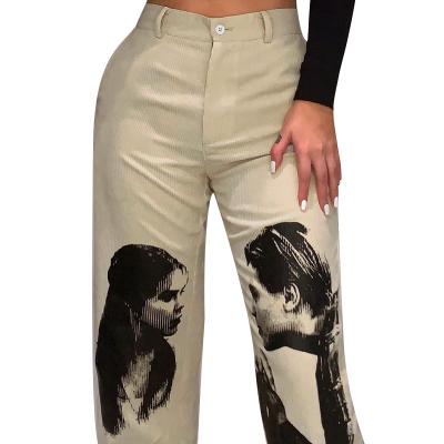 China Anti-wrinkle 2022 autumn and winter printed casual straight pants women loose and thin hand-painted casual pants for sale