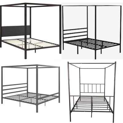 China KD Factory Price Queen Canopy Metal Bed Frame With Headboard for sale