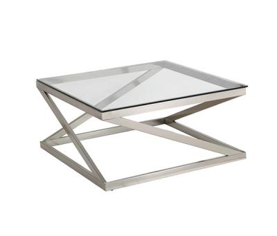 China Chrome Legs Wholesale Square Glass Top Coffee Table With Nickel Finish Chrome Legs Brushed Glass Top Square Coffee Table for sale