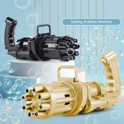 China Cute Kids Fun Toys 8 Holes Bubbles Gatling Gun Automatic Bubbles Launch Outdoor Soap Water Play Game For Summer for sale