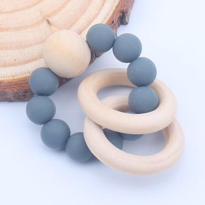 China Wooden Chain Teether Set Toy Teether Hanging Infant Beech Baby Chewing Pain Teething Soothing Baby Wooden Pendant Baby Toys for sale