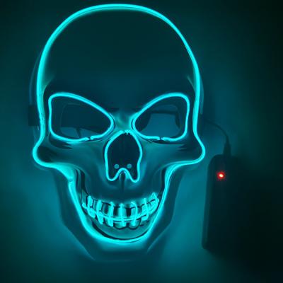 China Halloween New Design Halloween Mask 2022 Led Mask EL Wire Mask 10 Glowing Color Led Neon Lights Full Face Cover for sale