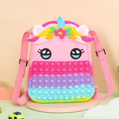 China Waterproof 2022 tik tok Unicorn Bags For Girls shoulder chain cross - body bags for girls unicorn restless purse push bubble doll cross - body for sale