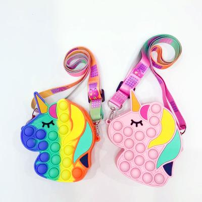 China Hot Selling Silicone Unicorn Bags for Girls Bubble Pop Bubble Coin Purse Bag Silicone Busty Push Bag Pop Bubble Coin Purse Bag Silicone for sale