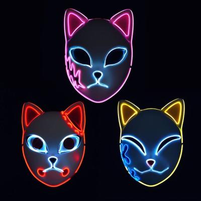 China Halloween Led Wire Mask Customizable EL Music Festival Mask Bar Atmosphere Voice Activated Luminous Props for sale