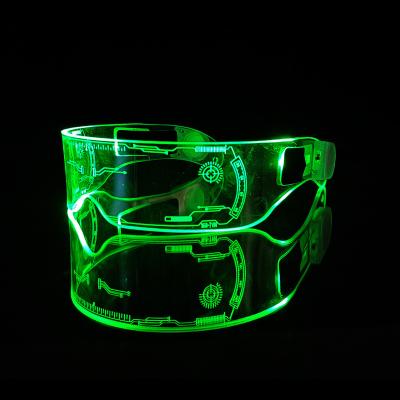 China Halloween Factory Christmas Halloween Rave Party Cyberpunk Glowing Luminous Led Light Up Eye Glasses for sale