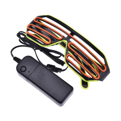 China Halloween Led Light Up Shutter Shaped Sunglasses EL Neon Wire Glasses Glow Dark Rave Costume Party for sale