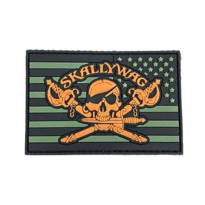 China Custom Military 3D Skull LOGO Rectangle Rubber Patches Name Hell 3D Iron-on PVC Tactical Patch for sale