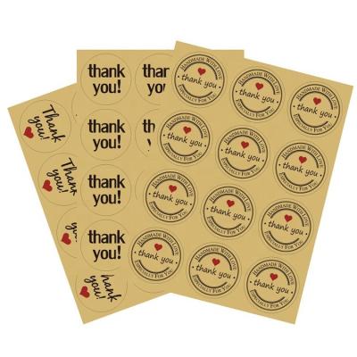 China Factory Waterproof Custom Printed Brown Kraft Paper Sheet Stickers, Private Design Adhesive Label Round Kraft Paper Stickers for sale