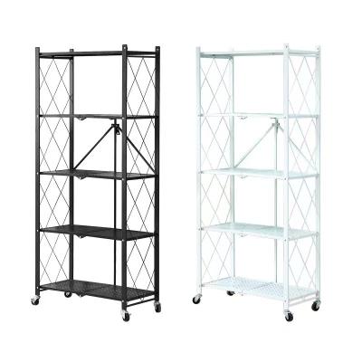 China 4 Floor Kitchen Living Room Basement Free Installation Folding Shelving Household Storage Multilayer Shelves for sale