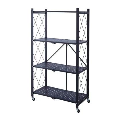 China 3 Floor Kitchen Living Room Basement Installation-Free Folding Shelving Multi-layer Household Storage Shelves for sale