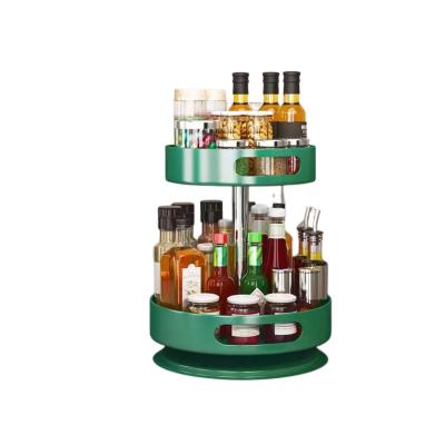 China 2 Layers Spice Storage Rack Kitchen Tray Seasoning Rack Revolving Rotating Rack Viable for sale