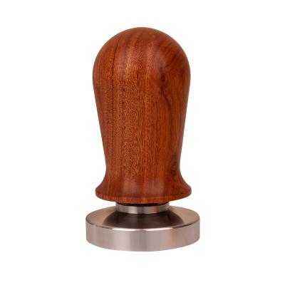 China Adjustable Handle Stainless Steel Flat Base Wooden Elastic Powder Press Adjustable Espresso Calibrated Tamper Coffee 51mm 51mm for sale