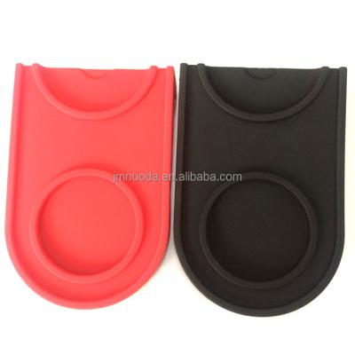 China Sustainable Customized Black Espresso Coffee Tamp Mat. Silicone Coffee Pad Grooved Corner Tampering Mat for sale