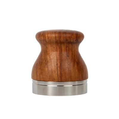 China Sustainable Cheap Factory Price 53mm Coffee Tamper Wooden Handle Stainless Steel Base for sale