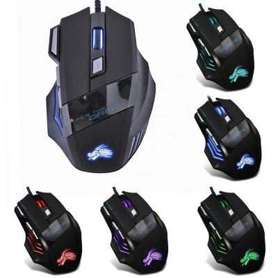 China Gaming Factory Sales 7D Wired Gaming Mouse Coloful LED Backlight USB Gaming Mouse 5500 DPI Optical Adjustable Mice for sale