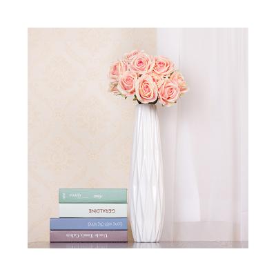 China 70% Polyester Fabric + 15% Plastic + 15% Yarn Factory Direct Selling Wedding Rose Simulation Flower Wedding Stage Wall Decoration Artificial Flower for sale