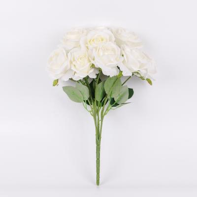 China AMK Gift White Fake Flowers Artificial Silk Rose For Wedding for sale