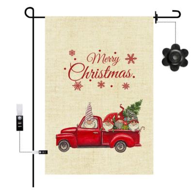 China Custom Graphic Flag/Reusable Red Christmas Vintage Truck Pines Small Home Decorative Yard/Winter Home Garden Decorative Flag for sale