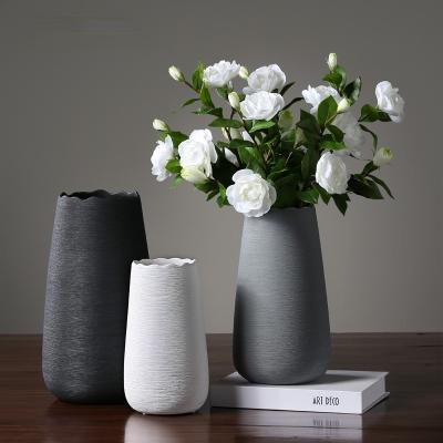 China Art Porcelain Vases Ceramic Vases Handmade Black White Modern Nordic Minimalist Decorate for Home with Dry Flowers for sale