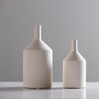 China Minimalist Handmade Vases Ornaments Opens Nordic Matt White Art Porcelain Ceramic Vase Gift Flower Home Decoration for sale