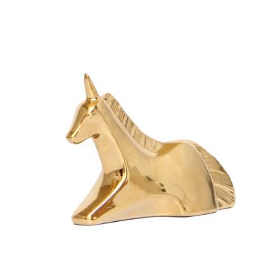 China Europe wholesale custom crafts sculpt modern Nordic home cute animal mini ornaments unicorn ceramic tabletop statue figurine for sale