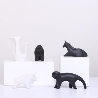 China Central Statistical Institute of Europe Home Furnishings Desktop Photo Creative Ceramic Black and White Mini Decoration Cute Ornaments Props Animal Figurines for sale