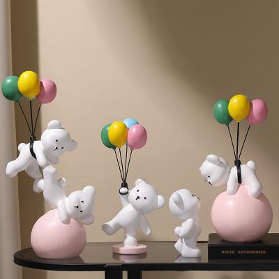 China Europe balloon bear figurines for modern interior Nordic creative home sculpture statue resin figurine room decor in decoration for sale