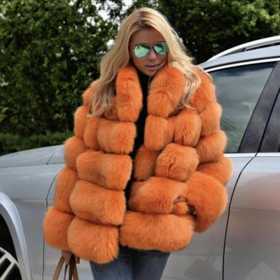 China Winter Casual Style Real Color Ladies Natural Fox Fur Coat Jacket Anti-shrink Orange Fox Fur Coat Custom Made Anti-shrink for sale