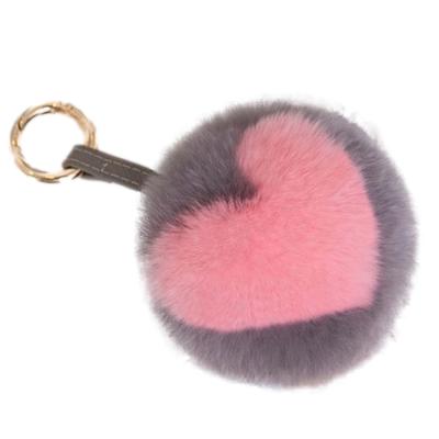 China Rex Rabbit Fur Deyd Heart Plush Bag Rex Rabbit Fur Rex Rabbit Key Chain Charm for sale