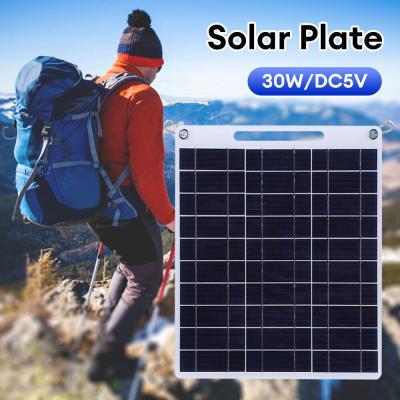 China Portable Solar Panel Polykristallines Silizium Klappstoff Wandern Solarmodul 30W zu verkaufen