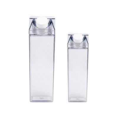 China Medium Size 450ML Square Plastic Water Bottle Sustainable Transparent Shaped Plastic Milk Carton for sale