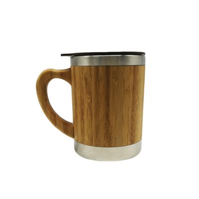 China Wholesale Hot Sale 450ML Viable High Quality Hot Sale Wooden Stainless Steel Coffee Mug Vacuum Insulation Car Bamboo Portable Mug for sale