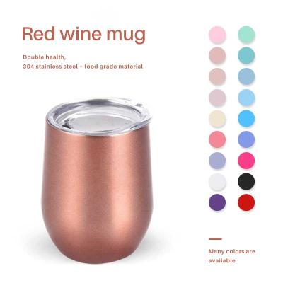 China Double Tumbler Egg Wine Cup Viable Wholesal Wall Vacuum Insulation Stainless Steel Red Wine Cup Portable Customiz for sale