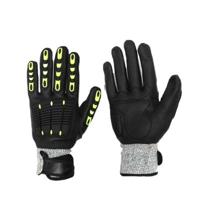 China Cheap Anti-Cut 5 TPR Anti Cut Riding Black Nitrile Gloves Driver Level Shockproof Sandy Gloves for sale