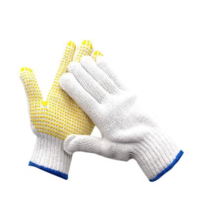 China Safety Work Dot Side PVC Anti-Slip Wear Resistant Pearl Gloves Double Headed Pearl Gloves Cotton Dotted Gloves for sale