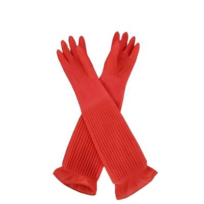 China 55cm Long Waterproof Red Latex Household Cleaning Gloves For Kitchen for sale