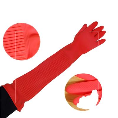 China Water Make Long Price Red Latex Resistant Rubber Household Gloves Cheap Cleaning Washing Glove For Household for sale